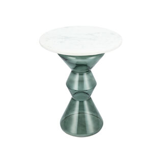 Side Table Glass Base And Marble Top 46*58 cm