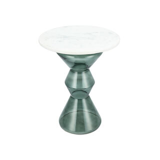 Side Table Glass Base And Marble Top 46*58 cm