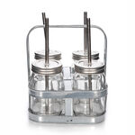Alberto 4 Pieces Glass Drinking Jars With Metal Strew And Holder  image number 1