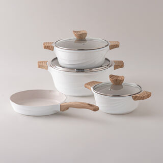 Alberto almuinum 7pcs cookware set, white