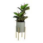 Metal Planter With Gold Legs Grey Dia 25X HT: 50 CM image number 1