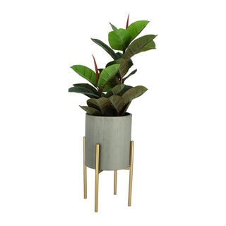 Metal Planter With Gold Legs Grey Dia 25X HT: 50 CM