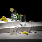 Set Of 4 Clear Ribbed Tumbler With Gold Rim image number 4