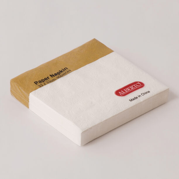 البرتو مناديل ورقية عبوة 30 قطعة، أبيض وذهبي 33*33سم image number 2