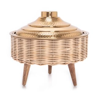 Large Bamboo Basket With Jar Gold