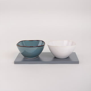 La Mesa multicolor durable porcelain serving bowl set 2 PCS
