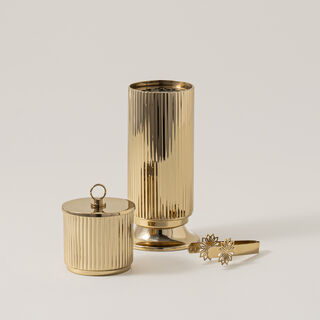 Homez Stainless Steel Oud Burner And Container Set 9*9*20Cm, Gold