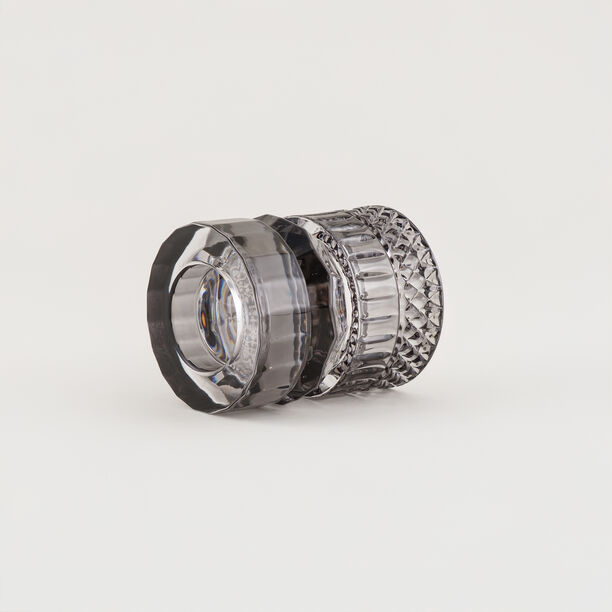 "Homez Light Grey Diamond Glass Candle Holder 13.3*13.3*15.4 cm image number 2