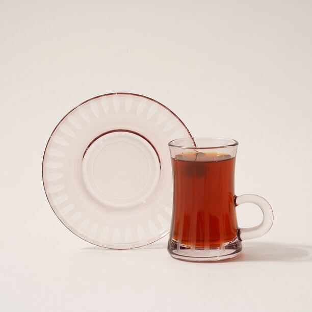 دلتي طقم شاي 12 قطعة لون وردي image number 0