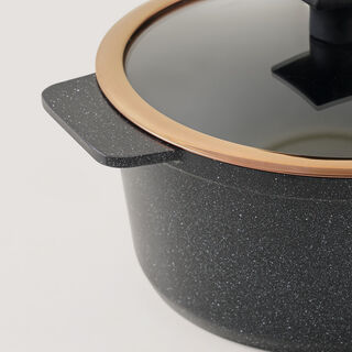 Alberto aluminum casserole with glass lid 4.1L, black