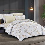 Unique home 6pc grey floral super king cotton comforter set 260*240cm image number 0