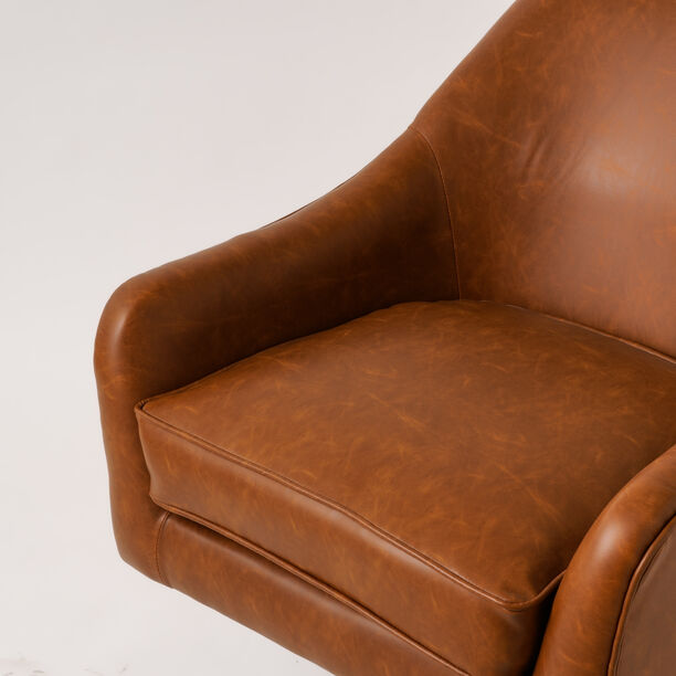 كرسي جلد بذراعين 72*75*86سم لون بني من هومز image number 2