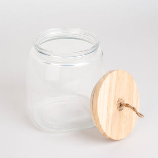 Alberto Glass Jar With Wooden Lid And Hemp Rope 1700Ml