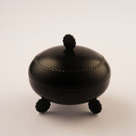 La Mesa Metal Serve Bowl With Lid Black Plated 12*12*12Cm, Black image number 0
