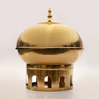 La Mesa Metal Plated Food Warmer With Stand 40*40*41Cm, Gold