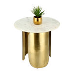 Marble Top Side Table Aluminum Base Gold image number 1