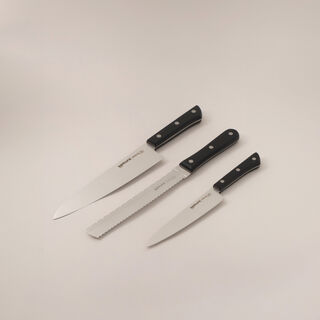 Samura set of 3 stainless steel kitchen knives, black