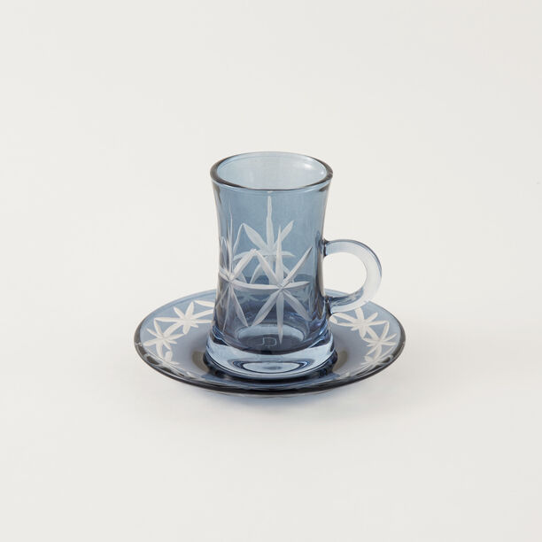 Dallaty 12 Piece Blue Glass Arabic Tea Cup Set image number 2