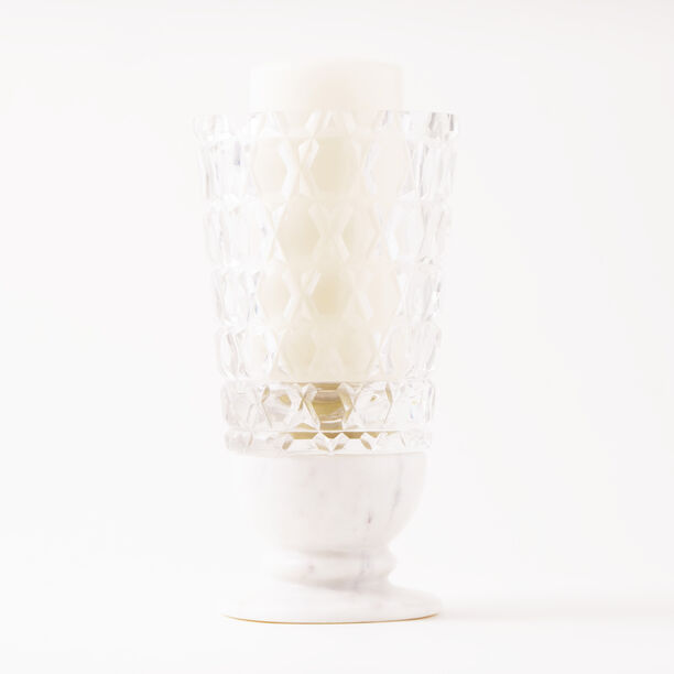 Homez glass candle with banswara marble base in gift box image number 3