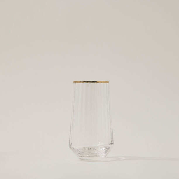 Set Of 4 Clear Ribbed Tumbler With Gold Rim image number 1
