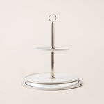 Mawaddah 2 tiered cake stand in silver metal 32*32*64 Cm image number 1