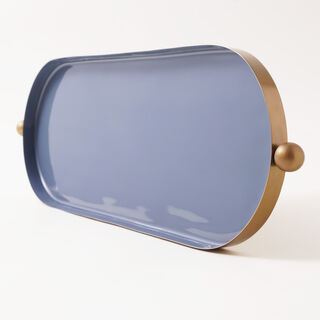 دلتي صينية تقديم معدنية مع يد دائرية، باللون الذهبي 51*17*3سم