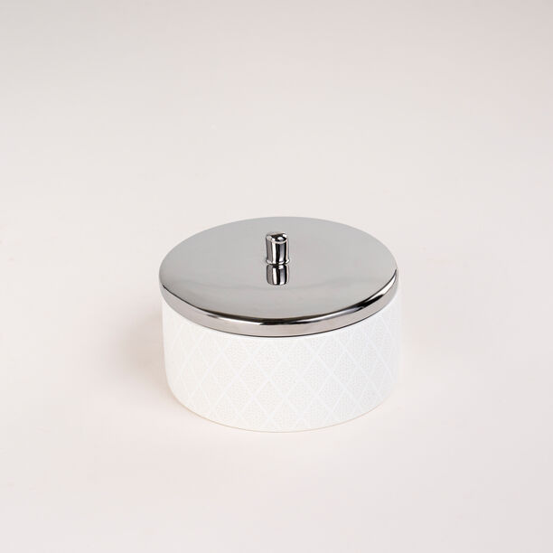 Dallaty white & silver porcelain date bowl with lid 12.3*12.3*3.3 cm image number 1