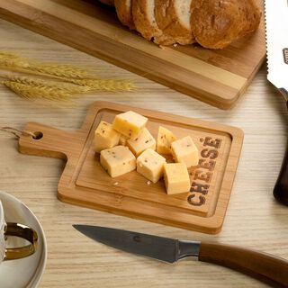 Alberto Bamboo Rectangle Serving Dish For "Cheese" With Hemp Rope