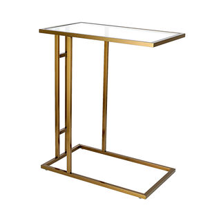 Gold Stainless Steel Side Table With Glass Top
