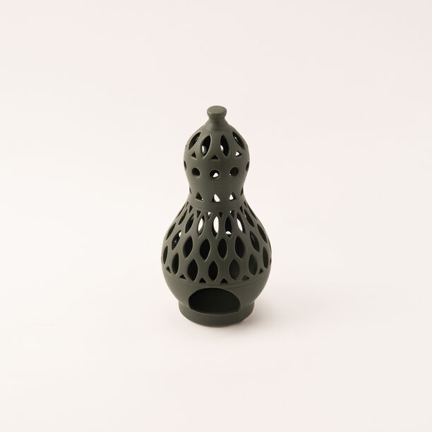 Homez dark green ceramic candle holder 12.1*12.1*24.7 cm image number 0