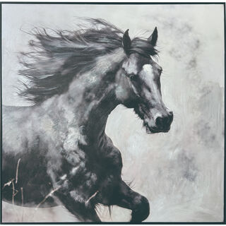 Homez canvas wall art framed horse, black 100*100cm