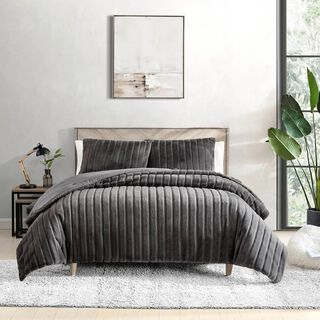 Cottage carved faux fur comforter set 200*240 cm+50*75 cm