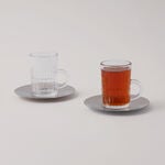 Dallaty Tea Set Glass With Metal Saucer 12 Pcs image number 1