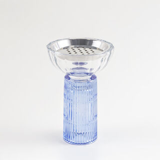 Homez glass ribbed oud burner 19*19*30cm, blue