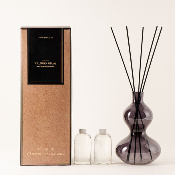 هومز معطر جو زجاج مع أعواد برائحة صنّي سانغريا 1000مل image number 0