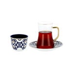  18 Pcs Arabic Tea and Coffee set porcelain dutone dark blue image number 4