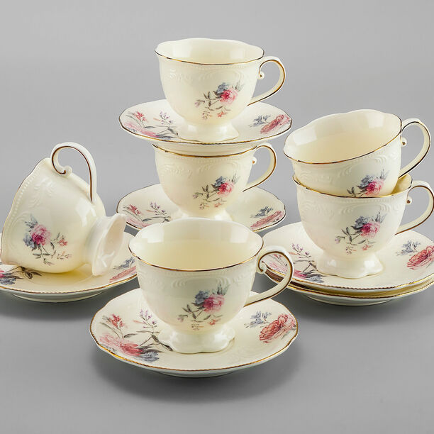 La Mesa 12 Pieces Tea Cup And Saucers \ Ivory image number 2