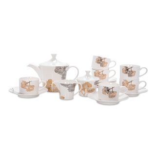 La Mesa Porcelain Tea Set 17 Pieces Golden Garden