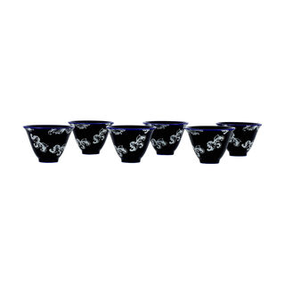 Dallaty blue glass and porcelain Tea and coffee cups set 21 pcs
