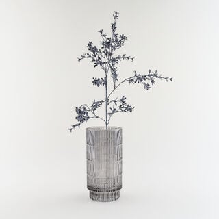 Homez light grey ribbed glass vase 14*14*27.6 cm