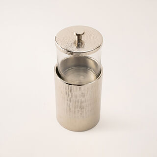 La Mesa small silver metal container 11*11*27 Cm