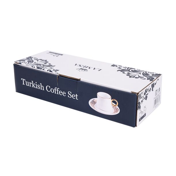 Lamesa 12 Pieces Porcelain Turkish Coffee White Gold image number 2