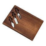 Acacia Wood Cheese Board With 3 Pieces Knife Set Walnut  image number 0