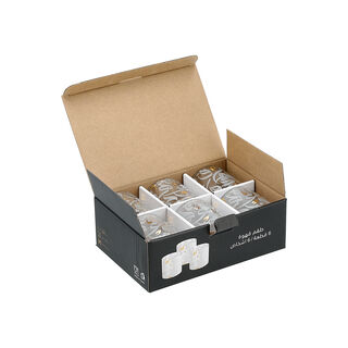 6 Piece Glass Coffee Cup Set Silver Rim