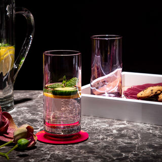 Set Of 4 Clear Tumbler With Pink