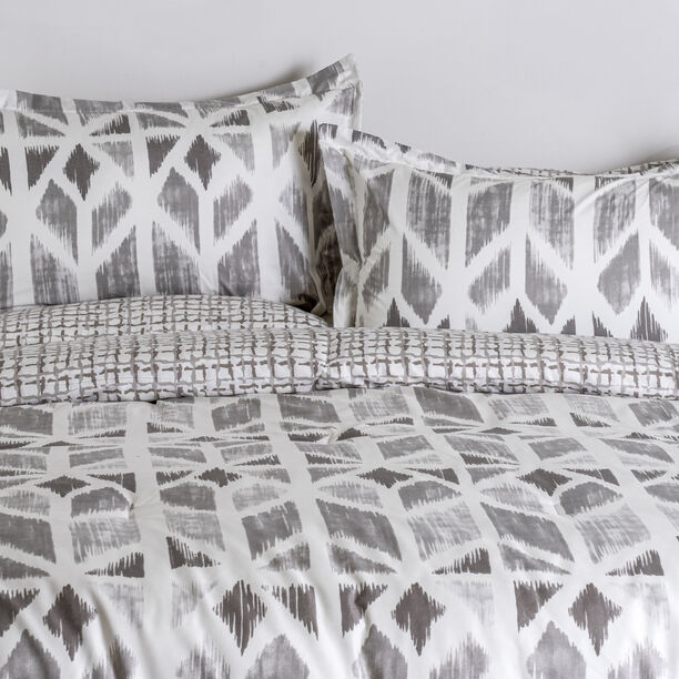 Cottage microfiber block chevron print 6pc king comforter set, grey 220*240cm image number 1