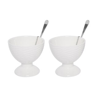 2 Pcs Stainless Steel Bowls With 2 Spoons