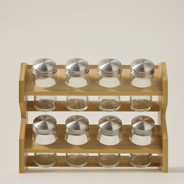 Spice Jars 8 Pieces With Bamboo Rack image number 0