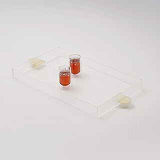 Dallaty Acrylic Tray With Beige Color Handle, 59.5*30*5 Cm