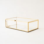 هومز صندوق مجوهرات زجاج بإطار ذهبي وسط 21*12*6سم image number 0
